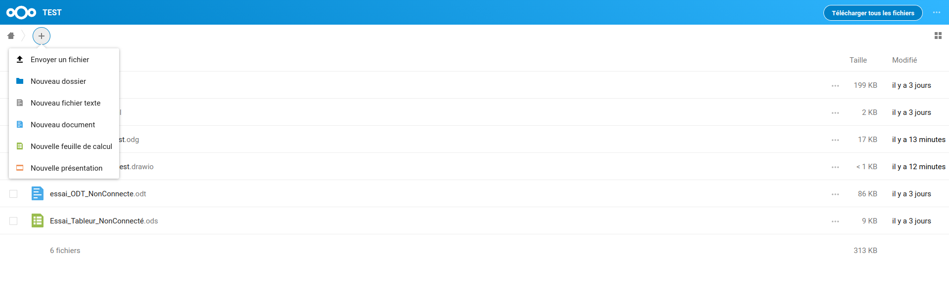 interface des internautes disposant du lien de partage